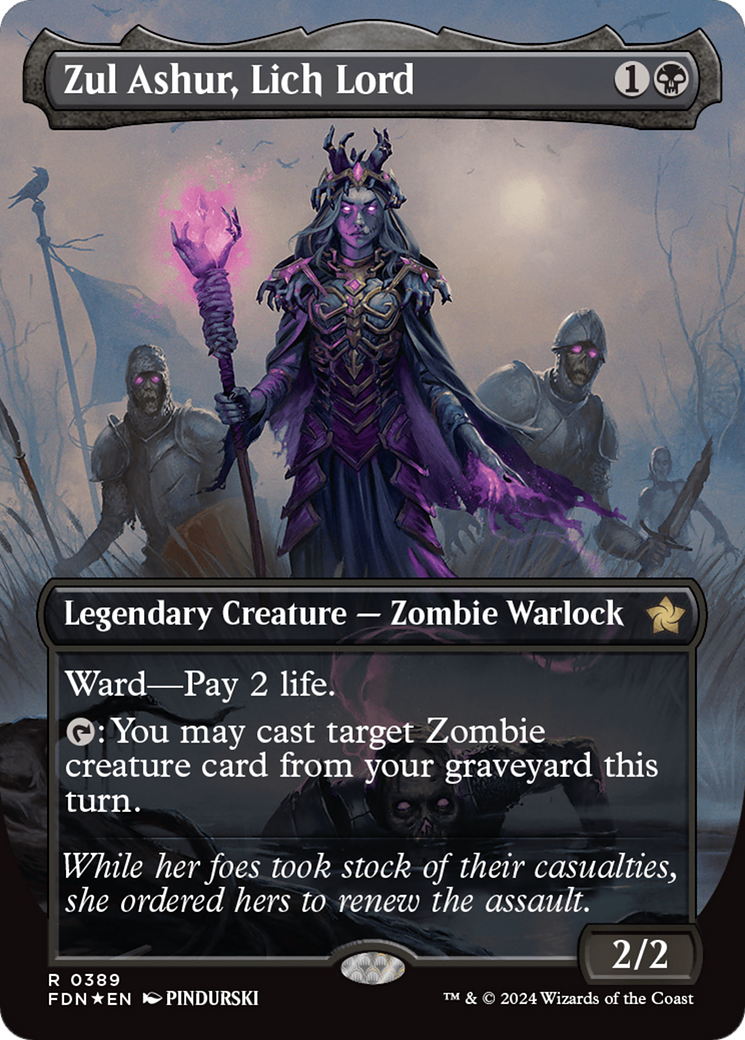 Zul Ashur, Lich Lord (Borderless) (Mana Foil) [Foundations] | Yard's Games Ltd