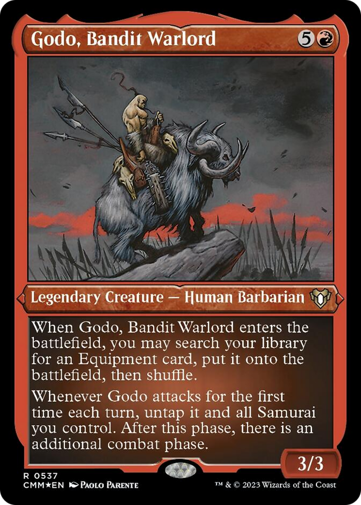 Godo, Bandit Warlord (Foil Etched) [Commander Masters] | Yard's Games Ltd