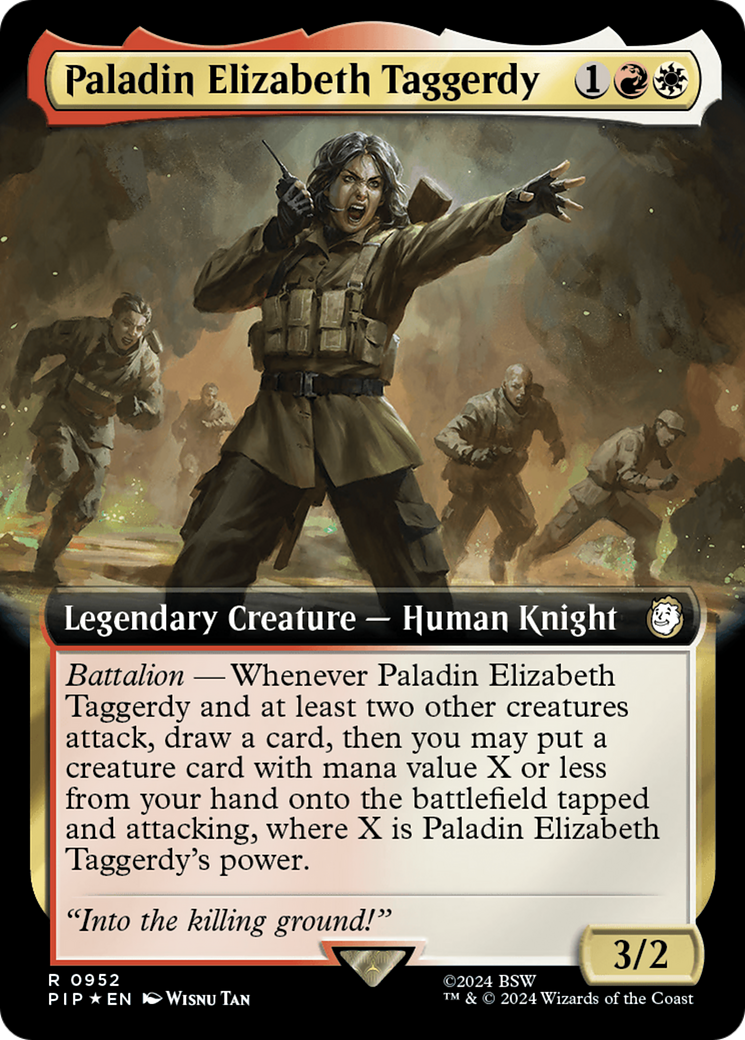 Paladin Elizabeth Taggerdy (Extended Art) (Surge Foil) [Fallout] | Yard's Games Ltd