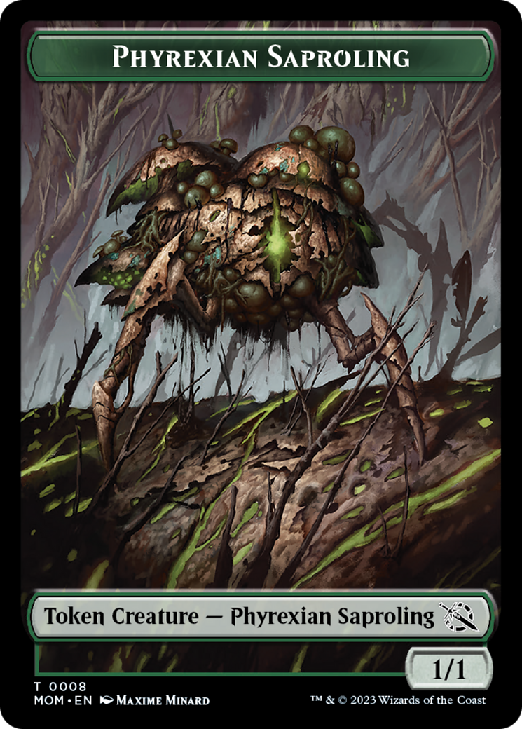 Warrior // Phyrexian Saproling Double-Sided Token [March of the Machine Tokens] | Yard's Games Ltd