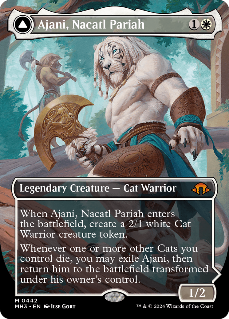 Ajani, Nacatl Pariah // Ajani, Nacatl Avenger (Borderless) [Modern Horizons 3] | Yard's Games Ltd