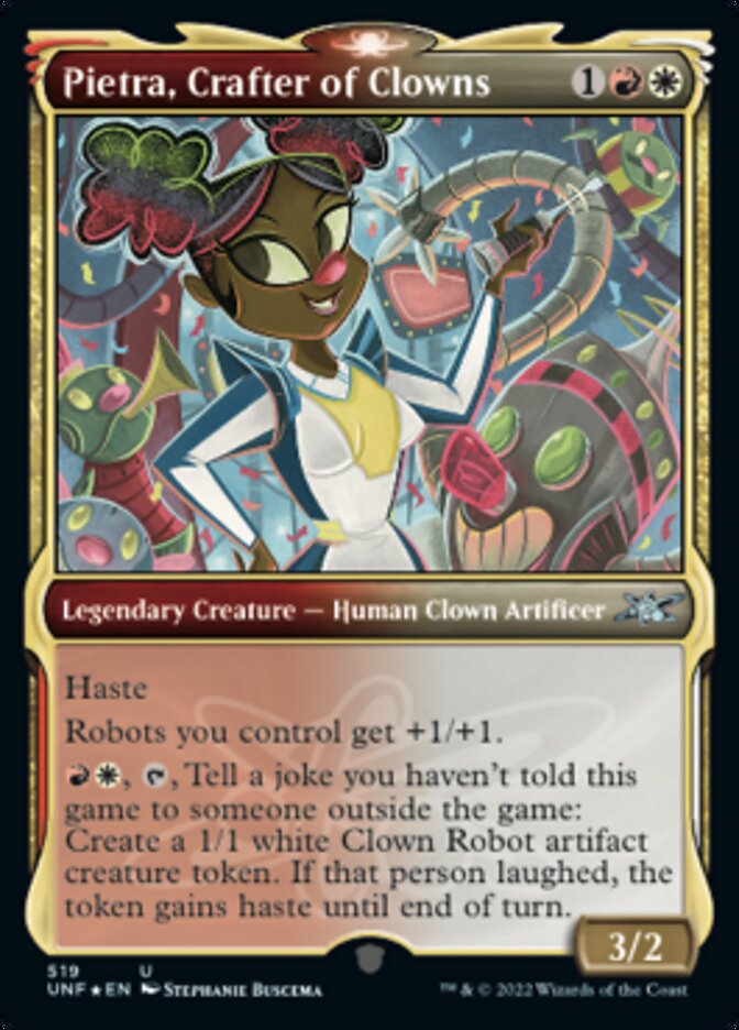 Pietra, Crafter of Clowns (Showcase) (Galaxy Foil) [Unfinity] | Yard's Games Ltd