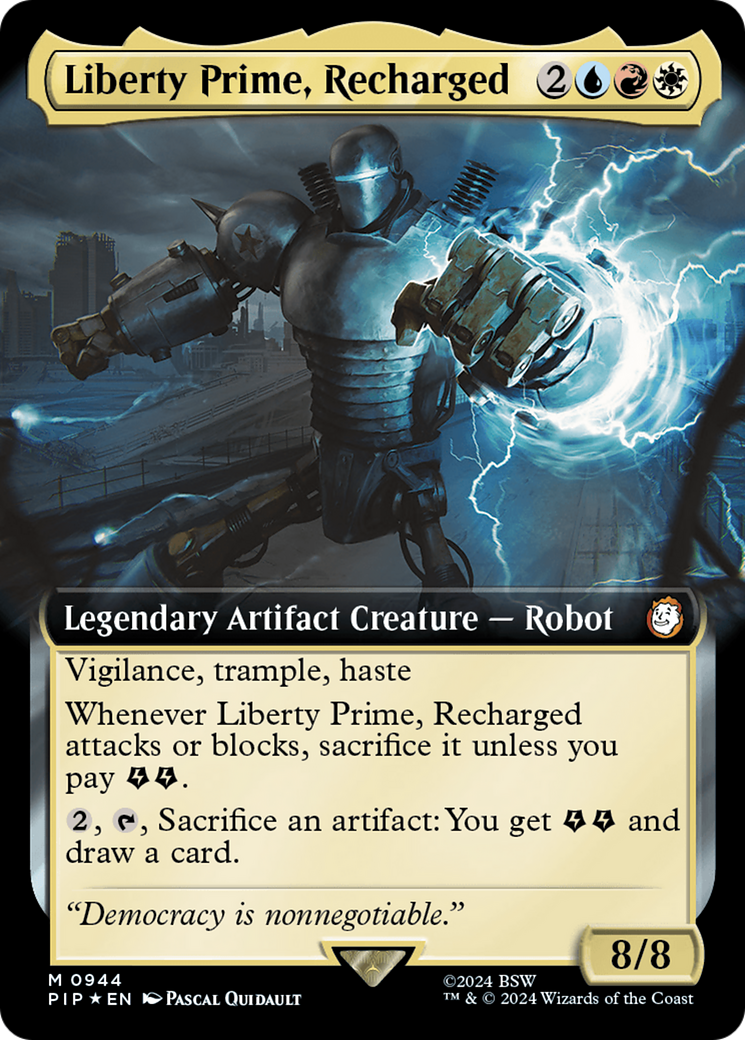 Liberty Prime, Recharged (Extended Art) (Surge Foil) [Fallout] | Yard's Games Ltd