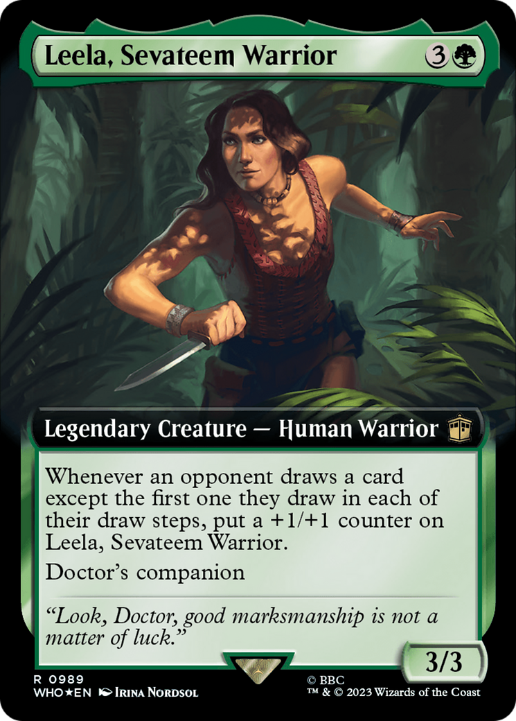 Leela, Sevateem Warrior (Extended Art) (Surge Foil) [Doctor Who] | Yard's Games Ltd