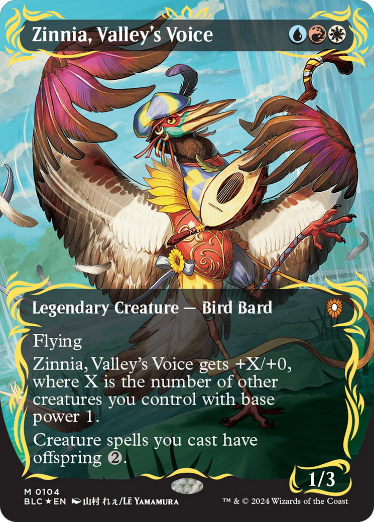 Zinnia, Valley's Voice (Borderless) (Raised Foil) [Bloomburrow Commander] | Yard's Games Ltd