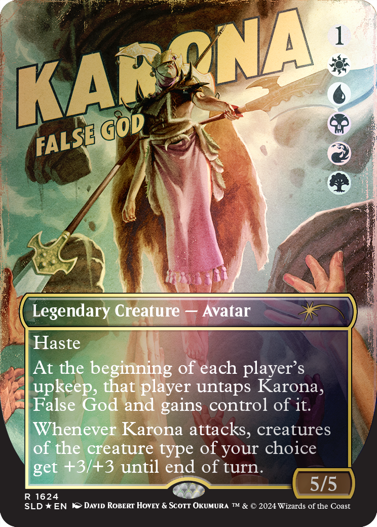 Karona, False God (Rainbow Foil) [Secret Lair Drop Series] | Yard's Games Ltd