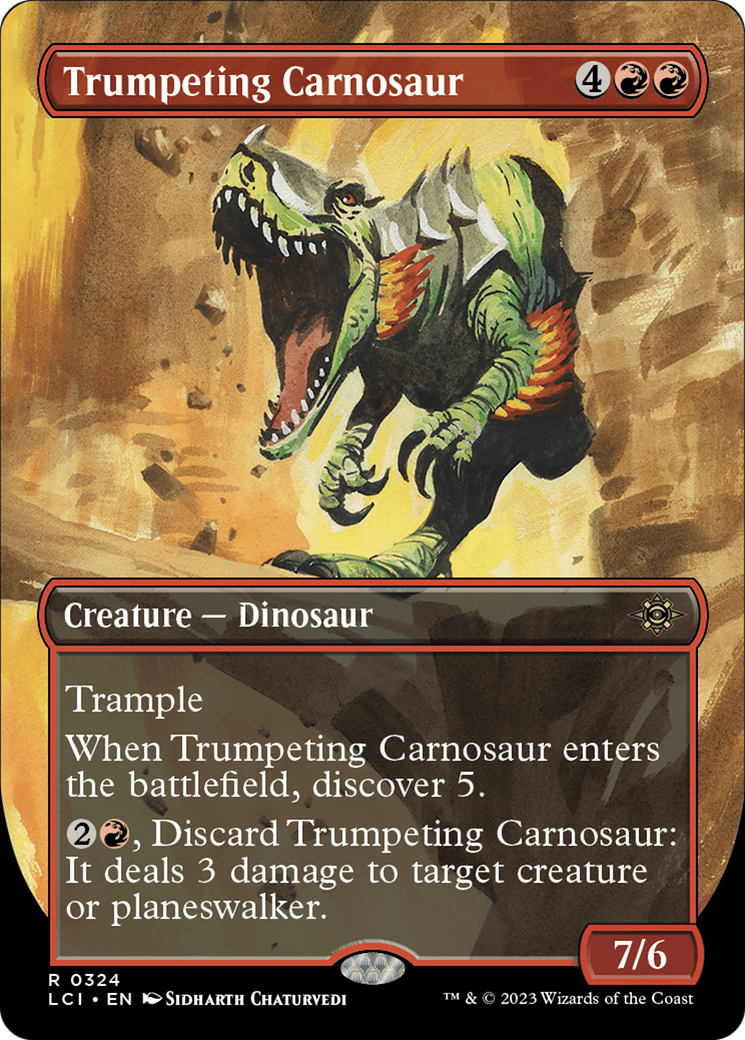 Trumpeting Carnosaur (Borderless) [The Lost Caverns of Ixalan] | Yard's Games Ltd