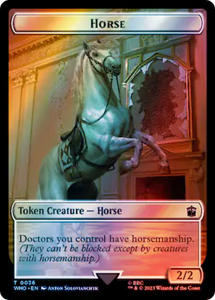 Horse // Clue (0053) Double-Sided Token (Surge Foil) [Doctor Who Tokens] | Yard's Games Ltd