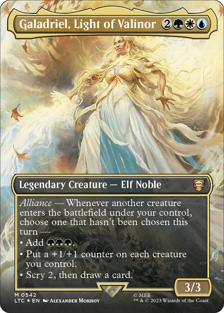 Galadriel, Light of Valinor (Borderless) (Surge Foil) [The Lord of the Rings: Tales of Middle-Earth Commander] | Yard's Games Ltd