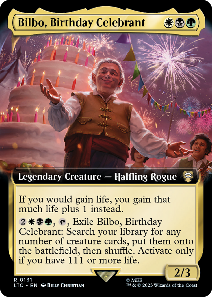 Bilbo, Birthday Celebrant (Extended Art) [The Lord of the Rings: Tales of Middle-Earth Commander] | Yard's Games Ltd