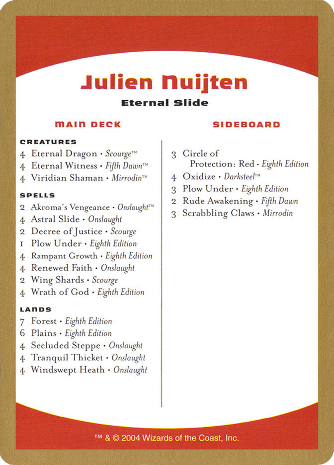 Julien Nuijten Decklist [World Championship Decks 2004] | Yard's Games Ltd