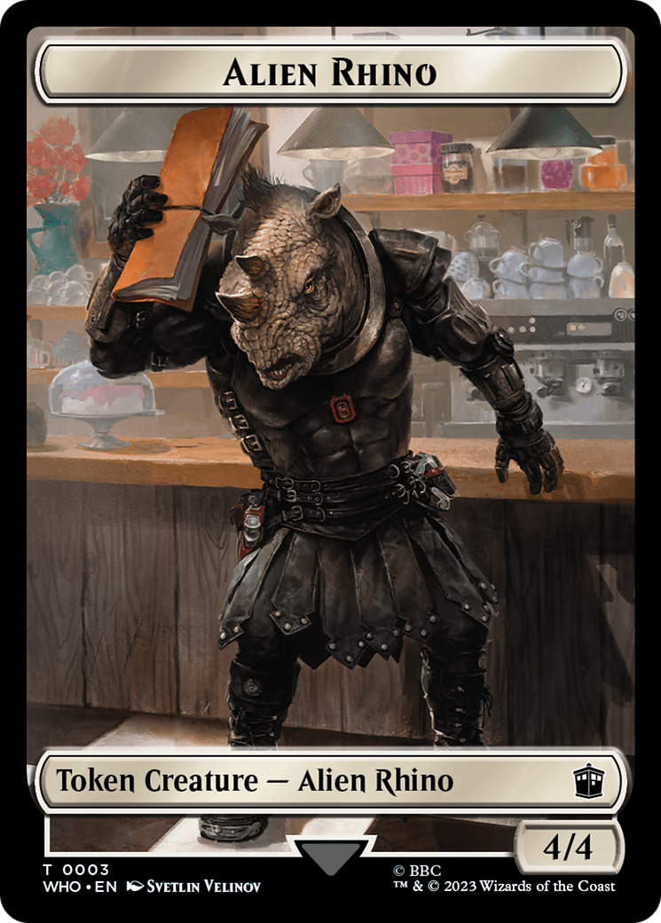 Alien Rhino // Alien Salamander Double-Sided Token (Surge Foil) [Doctor Who Tokens] | Yard's Games Ltd