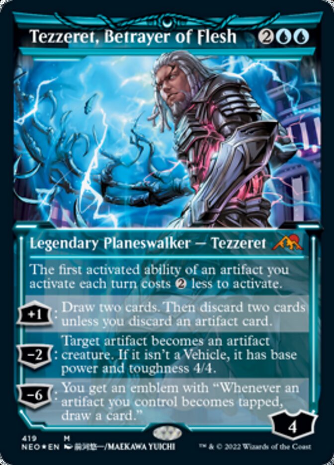 Tezzeret, Betrayer of Flesh (Showcase) (Foil Etched) [Kamigawa: Neon Dynasty] | Yard's Games Ltd