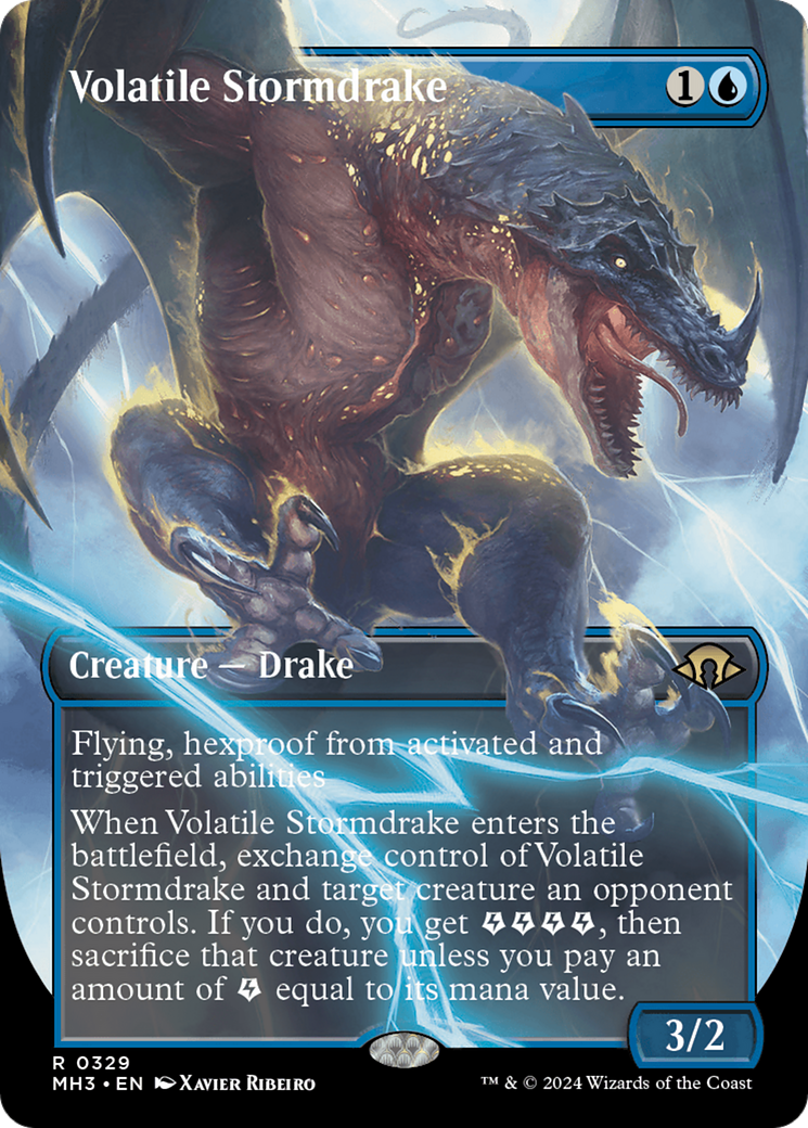 Volatile Stormdrake (Borderless) [Modern Horizons 3] | Yard's Games Ltd