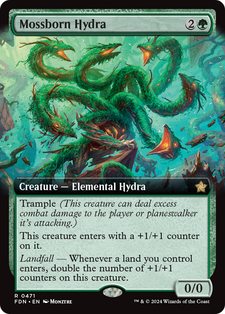 Mossborn Hydra (Extended Art) [Foundations] | Yard's Games Ltd