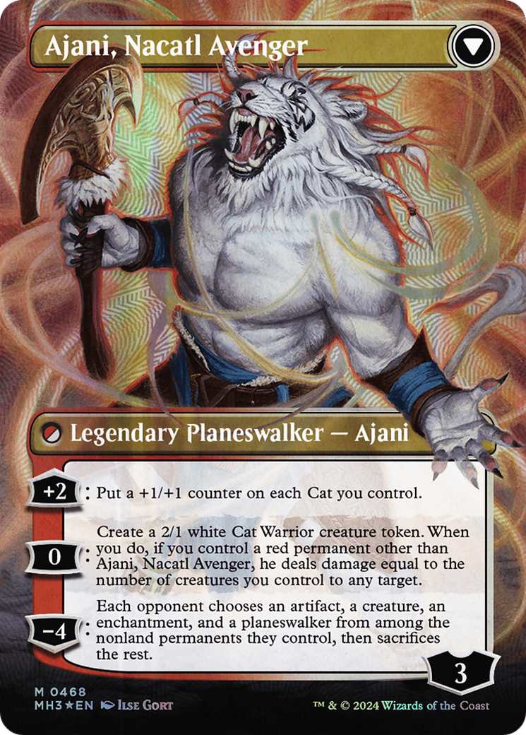 Ajani, Nacatl Pariah // Ajani, Nacatl Avenger (Borderless) (Textured Foil) [Modern Horizons 3] | Yard's Games Ltd