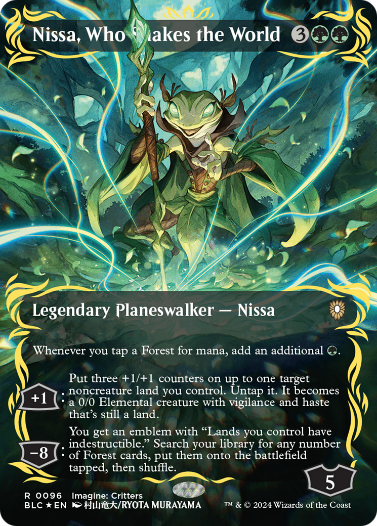 Nissa, Who Shakes the World (Borderless) (Raised Foil) [Bloomburrow Commander] | Yard's Games Ltd