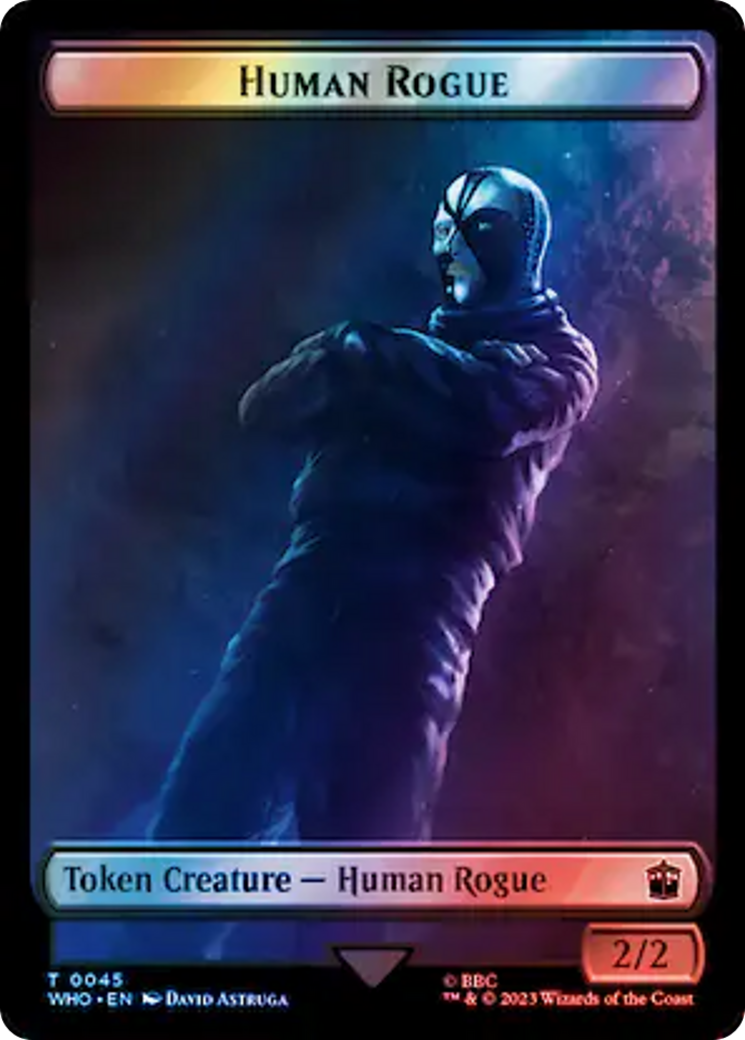 Human Rogue // Dinosaur Double-Sided Token (Surge Foil) [Doctor Who Tokens] | Yard's Games Ltd