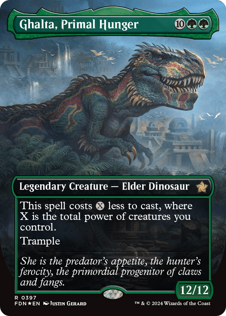 Ghalta, Primal Hunger (Borderless) (Mana Foil) [Foundations] | Yard's Games Ltd