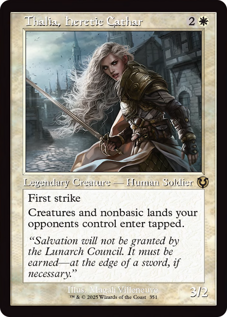 Thalia, Heretic Cathar (Retro Frame) [Innistrad Remastered] | Yard's Games Ltd