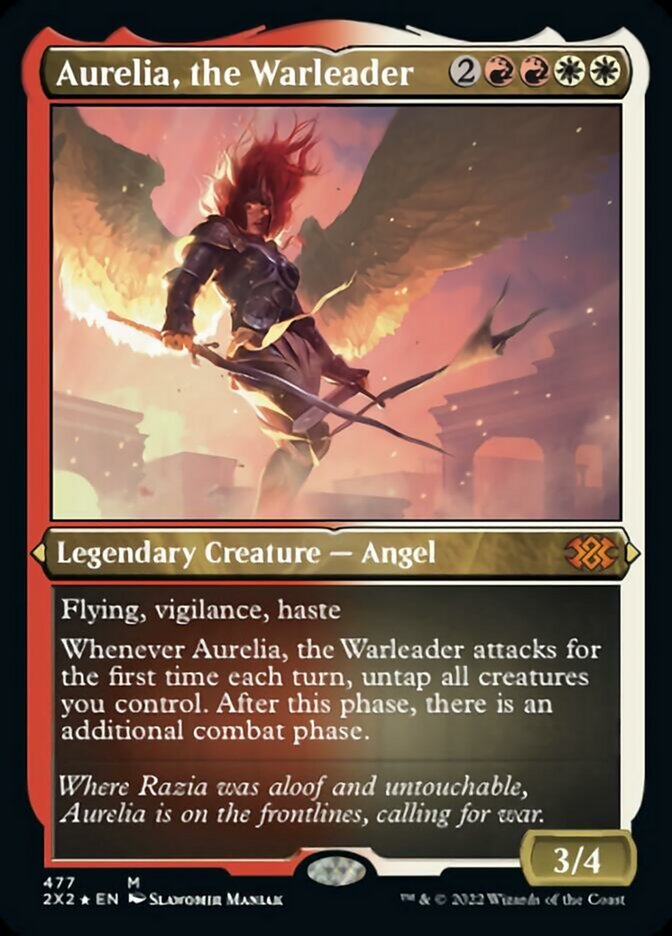 Aurelia, the Warleader (Foil Etched) [Double Masters 2022] | Yard's Games Ltd