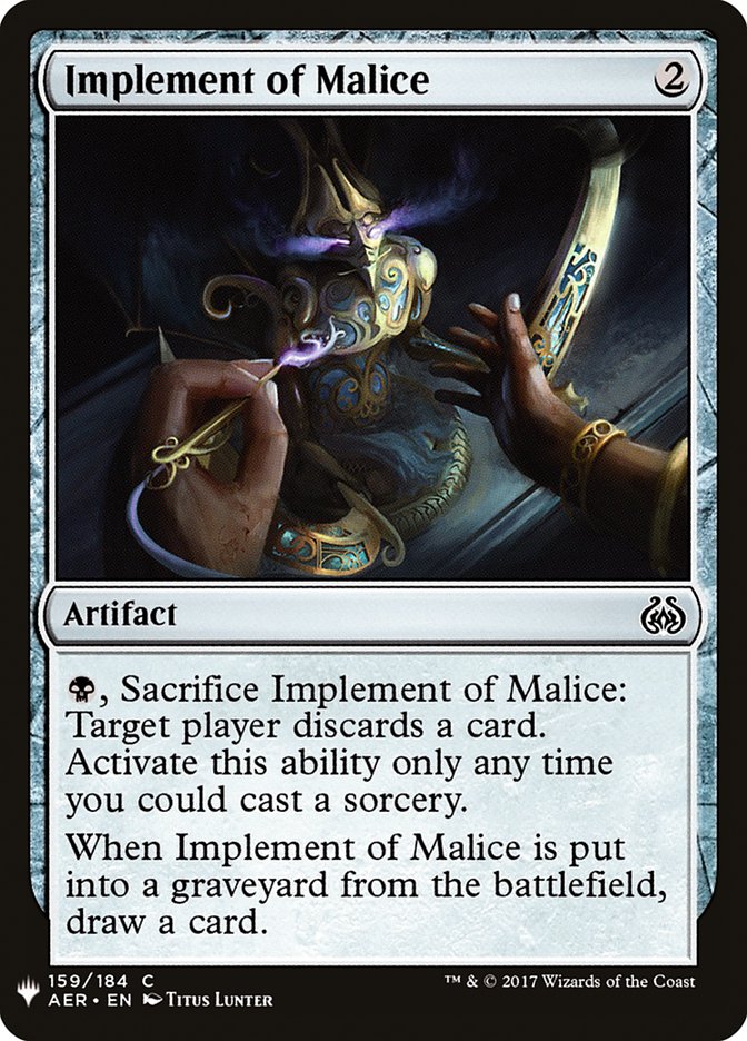 Implement of Malice [Mystery Booster] | Yard's Games Ltd