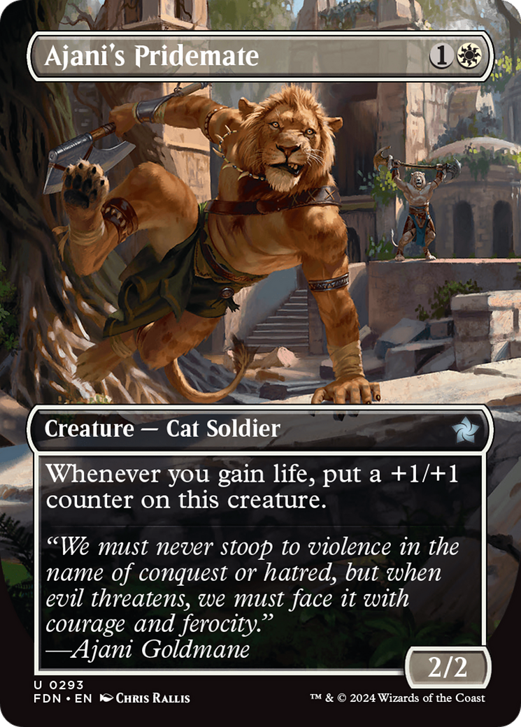 Ajani's Pridemate (Borderless) [Foundations] | Yard's Games Ltd