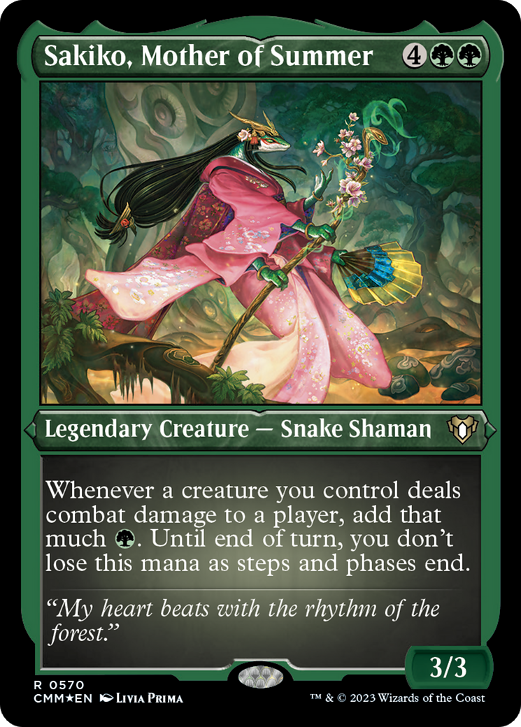 Sakiko, Mother of Summer (Foil Etched) [Commander Masters] | Yard's Games Ltd