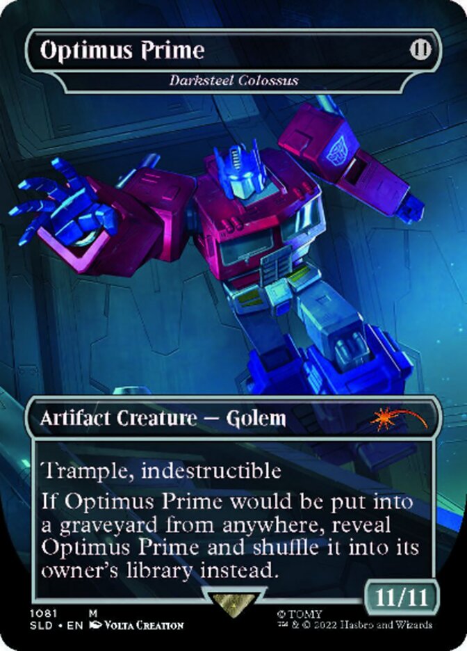 Darksteel Colossus - Optimus Prime (Borderless) [Secret Lair Drop Series] | Yard's Games Ltd