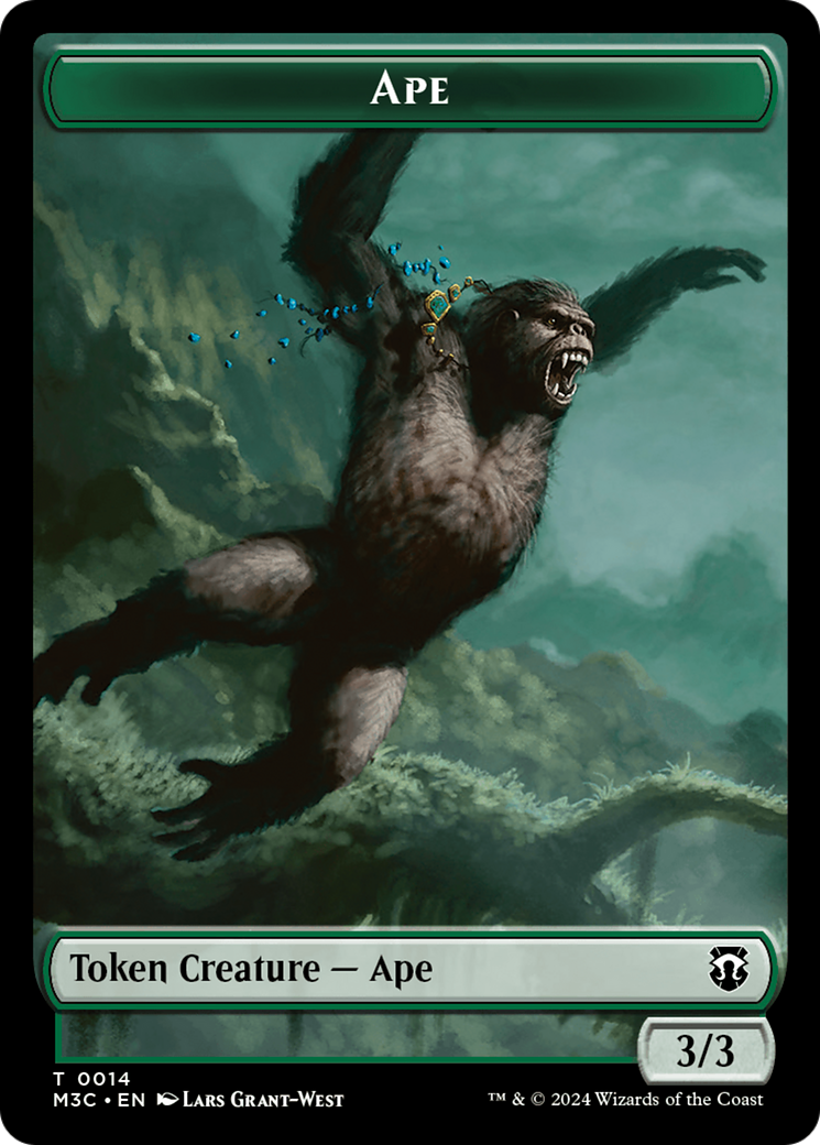 Ape (Ripple Foil) // Plant Double-Sided Token [Modern Horizons 3 Commander Tokens] | Yard's Games Ltd