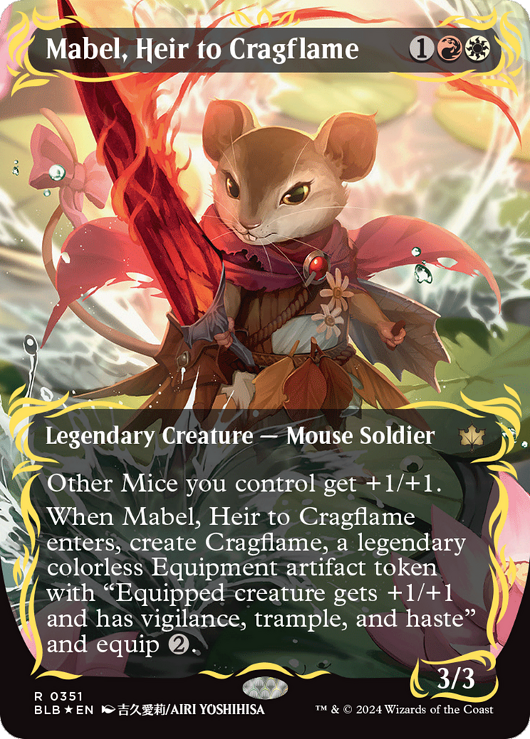 Mabel, Heir to Cragflame (Borderless) (Raised Foil) [Bloomburrow] | Yard's Games Ltd