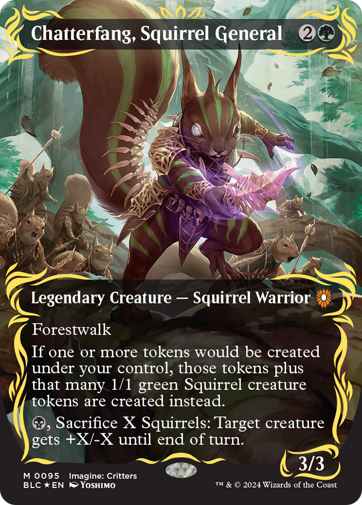 Chatterfang, Squirrel General (Borderless) (Raised Foil) [Bloomburrow Commander] | Yard's Games Ltd