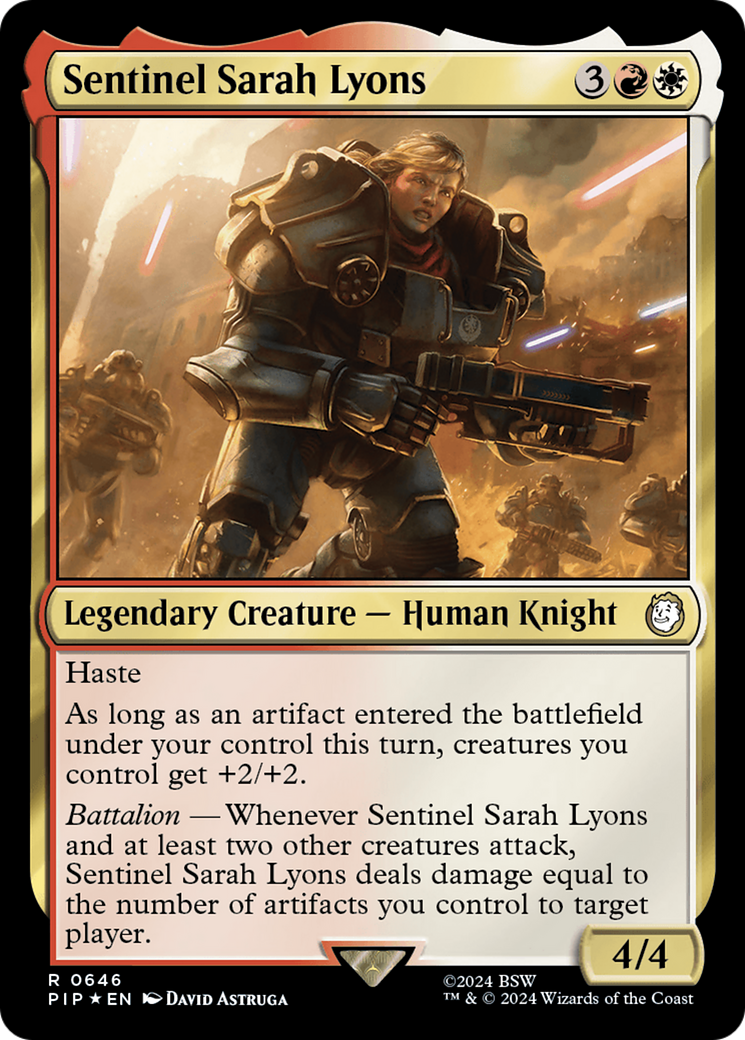 Sentinel Sarah Lyons (Surge Foil) [Fallout] | Yard's Games Ltd