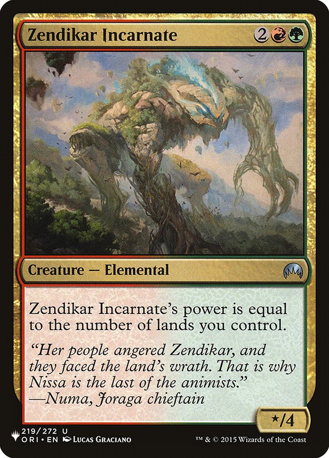 Zendikar Incarnate [The List] | Yard's Games Ltd