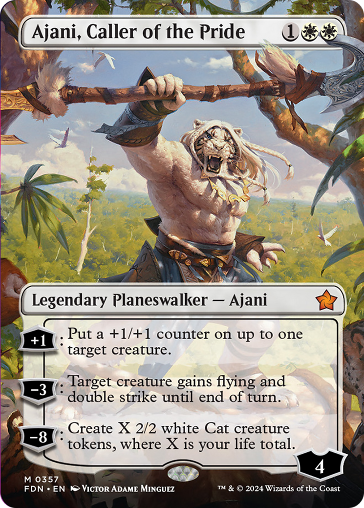 Ajani, Caller of the Pride (Borderless) [Foundations] | Yard's Games Ltd