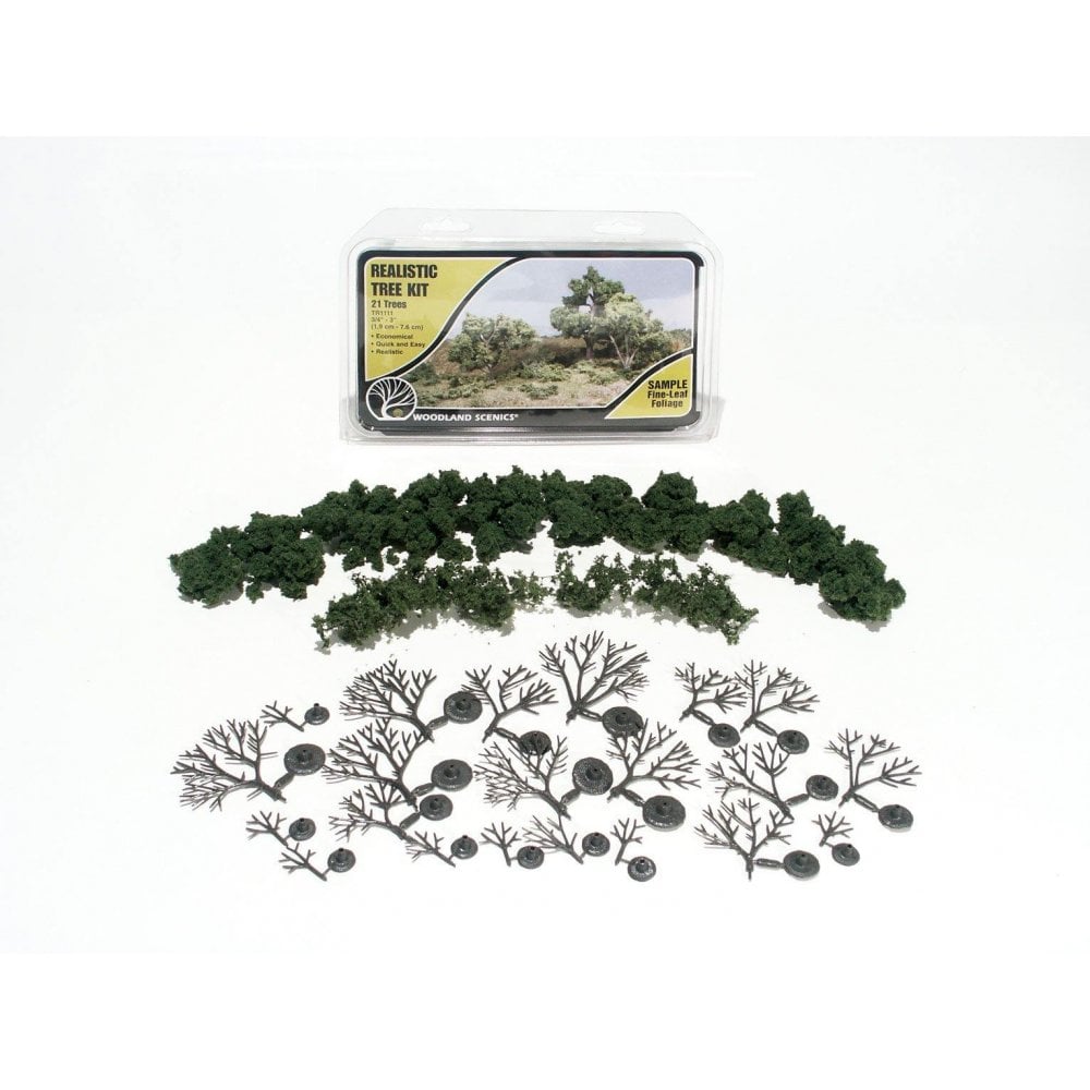 ¾"-3" Medium Green Deciduous Trees (21/Kit) | Yard's Games Ltd