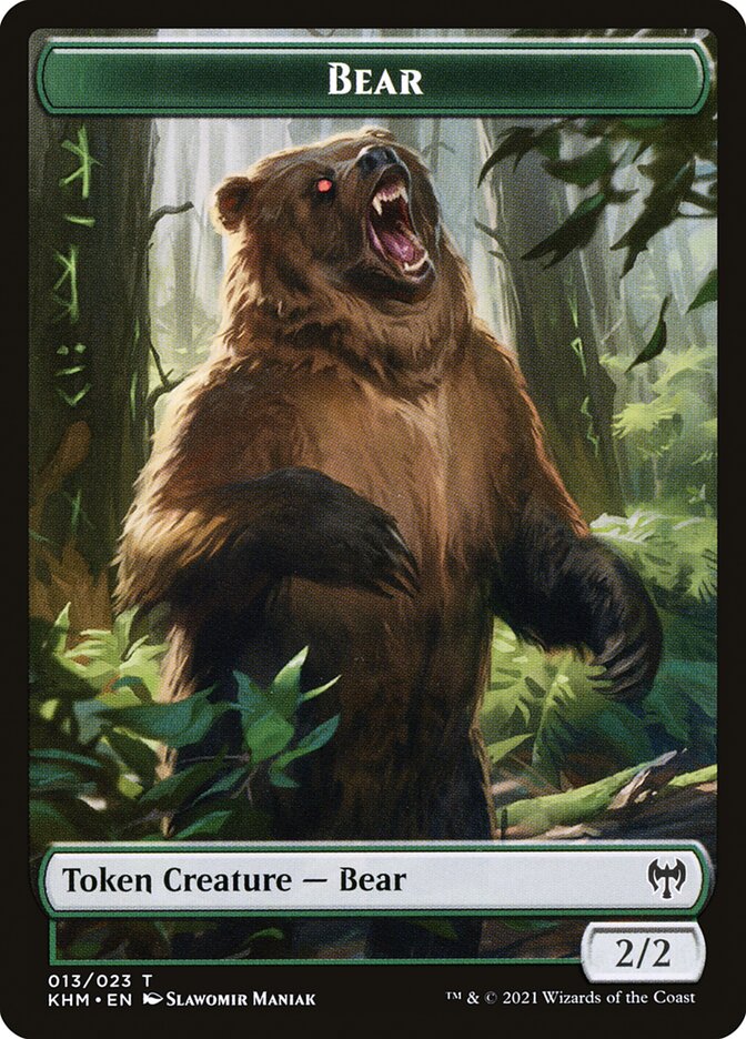 Elf Warrior // Bear Double-Sided Token [Kaldheim Tokens] | Yard's Games Ltd