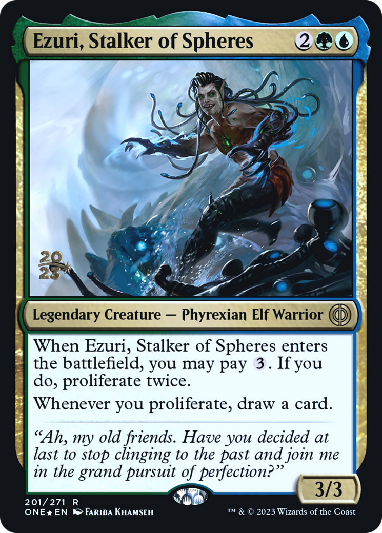 Ezuri, Stalker of Spheres [Phyrexia: All Will Be One Prerelease Promos] | Yard's Games Ltd