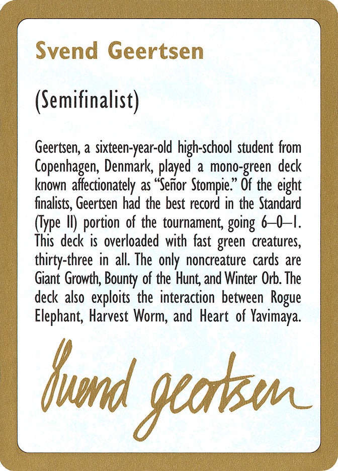 Svend Geertsen Bio [World Championship Decks 1997] | Yard's Games Ltd