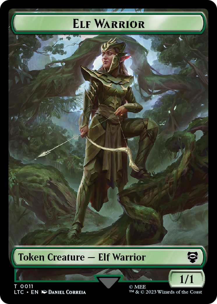 Elf Warrior // Treasure Double Sided Token [The Lord of the Rings: Tales of Middle-Earth Commander Tokens] | Yard's Games Ltd