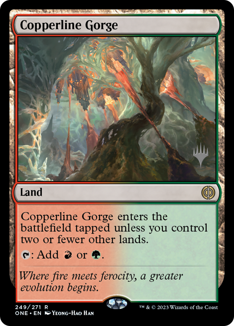 Copperline Gorge (Promo Pack) [Phyrexia: All Will Be One Promos] | Yard's Games Ltd