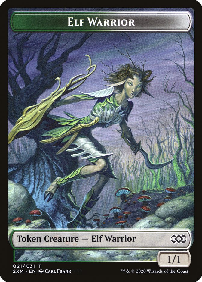 Golem // Elf Warrior Double-Sided Token [Double Masters Tokens] | Yard's Games Ltd