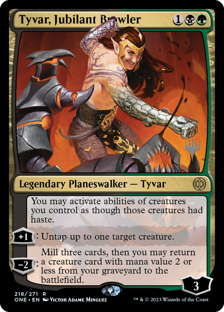 Tyvar, Jubilant Brawler (Promo Pack) [Phyrexia: All Will Be One Promos] | Yard's Games Ltd