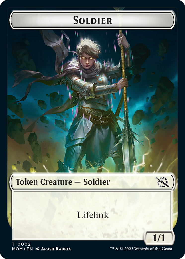 Soldier // Teferi Akosa of Zhalfir Emblem Double-Sided Token [March of the Machine Tokens] | Yard's Games Ltd
