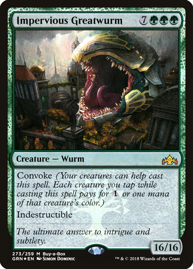 Impervious Greatwurm (Buy-A-Box) [Guilds of Ravnica] | Yard's Games Ltd