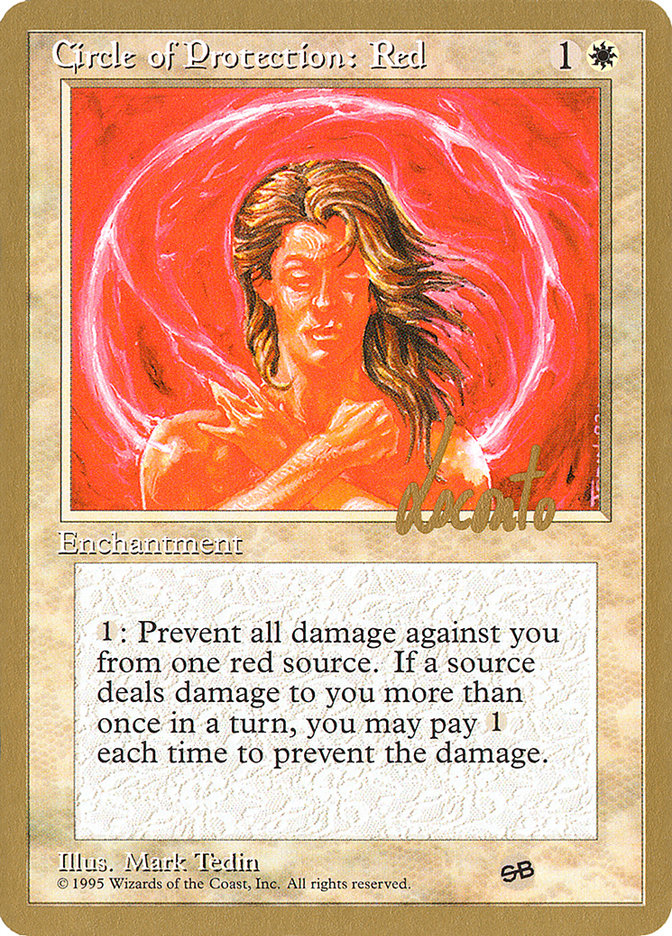 Circle of Protection: Red (Michael Loconto) (SB) (4ED) [Pro Tour Collector Set] | Yard's Games Ltd