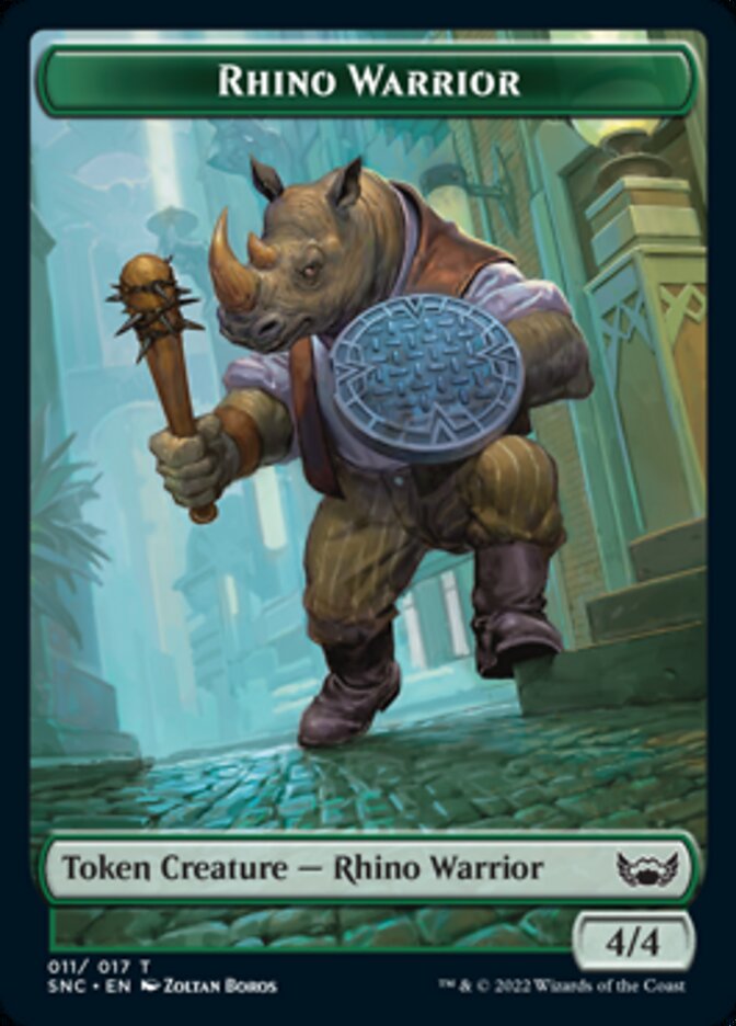 Cat // Rhino Warrior Double-Sided Token [Streets of New Capenna Tokens] | Yard's Games Ltd
