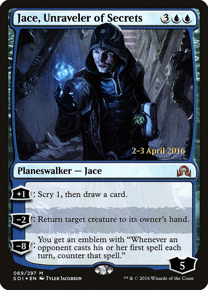 Jace, Unraveler of Secrets [Shadows over Innistrad Prerelease Promos] | Yard's Games Ltd