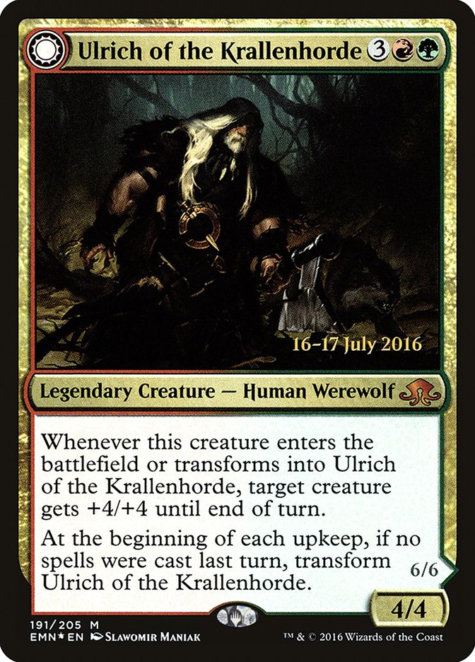 Ulrich of the Krallenhorde // Ulrich, Uncontested Alpha [Eldritch Moon Prerelease Promos] | Yard's Games Ltd