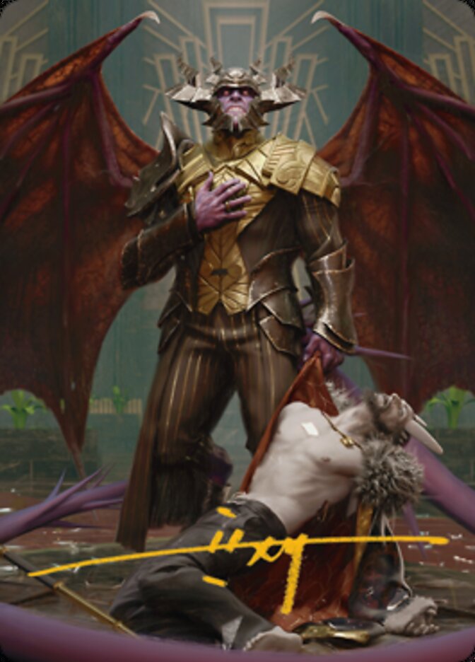 Ob Nixilis, the Adversary 1 Art Card (Gold-Stamped Signature) [Streets of New Capenna Art Series] | Yard's Games Ltd